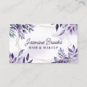 Paarse en gouden geometrische Lijst Waterverf blad Visitekaartje (Voorkant)