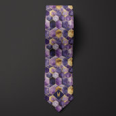 Paarse en gouden Geometrische Monogram Stropdas