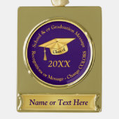 Paarse en gouden gepersonaliseerde Afstuderen Orna Verguld Banner Ornament (Voorkant)