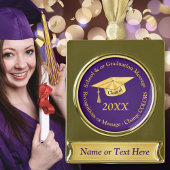 Paarse en gouden gepersonaliseerde Afstuderen Orna Verguld Banner Ornament