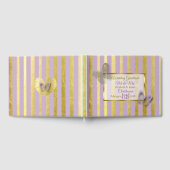 Paarse en Gouden Gestreepte Elegante Huwelijksboek Gastenboek (Volledig)