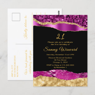 Paarse en Gouden Glam Tranen Verjaardagsfeestje Briefkaart
