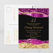 Paarse en gouden glam tranen verjaardagsfeestje briefkaart (Voorkant / Achterkant)