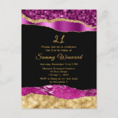 Paarse en gouden glam tranen verjaardagsfeestje briefkaart (Voorkant)