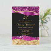 Paarse en gouden glam tranen verjaardagsfeestje kaart (Staand voorkant)