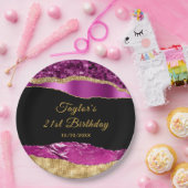 Paarse en gouden glam tranen verjaardagsfeestje papieren bordje (Feest)