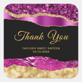 Paarse en gouden glamour tranen lieve zestien beda vierkante sticker