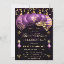 Paarse en gouden glinsterende kerstballen Sweet Si