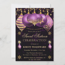 Paarse en gouden glinsterende kerstballen Sweet Si