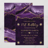 Paarse en gouden glitter agaat 21e verjaardag kaart (Voorkant / Achterkant)