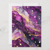 Paarse en gouden Glitter Alcoholinkt 21e Verjaarda Kaart (Achterkant)