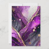 Paarse en gouden Glitter Alcoholinkt 21e Verjaarda Kaart (Achterkant)