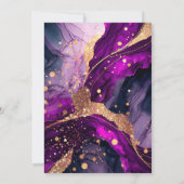 Paarse en gouden Glitter Alcoholinkt 21e Verjaarda Kaart (Achterkant)