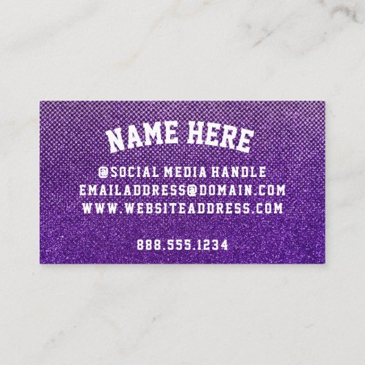 Paarse en Gouden Glitter Basketbal Team Coach Visitekaartje (Achterkant)