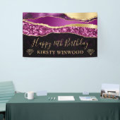 Paarse en gouden Glitter Glam Edge Sweet Sixteen Spandoek (Beurs)