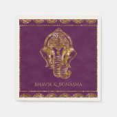 Paarse en gouden glitter Indiase bruiloft servet (Voorkant)