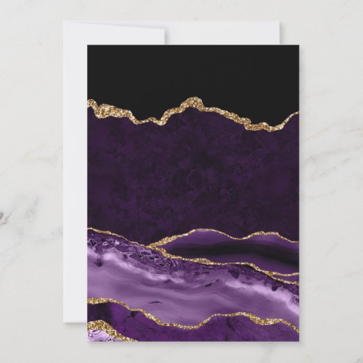 Paarse en Gouden Glitter Marmeren Agaat Save the D Save The Date (Achterkant)