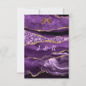 Paarse en gouden glitter marmeren bruiloft uitnodi (Achterkant)