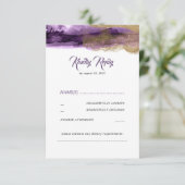 Paarse en gouden Glitter Modern Wedding RSVP (Staand voorkant)