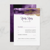Paarse en gouden Glitter Modern Wedding RSVP (Voorkant / Achterkant)