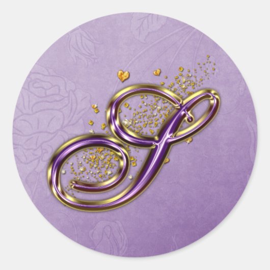 Paarse en gouden Glitter Monogram S Sticker (Voorkant)