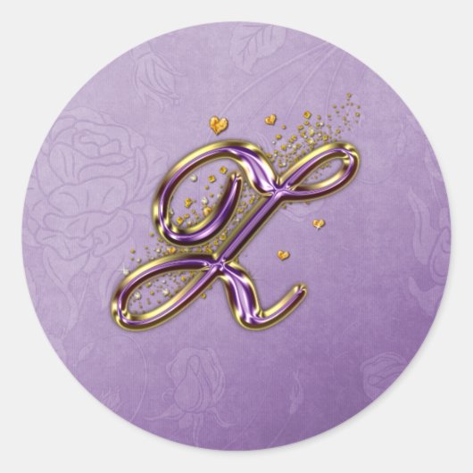 Paarse en gouden Glitter Monogram Z Sticker (Voorkant)