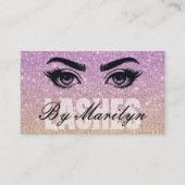 Paarse en gouden Glitter Ombre Lash Tech QR-code Visitekaartje (Voorkant)