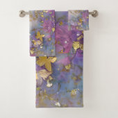 Paarse en gouden Glitter Storm Fantasy Bad Handdoek (Insitu)