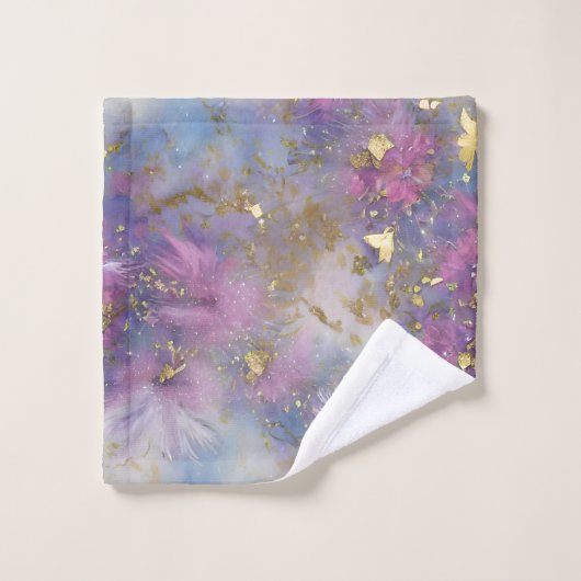 Paarse en gouden Glitter Storm Fantasy Bad Handdoek (Wasdoekje)