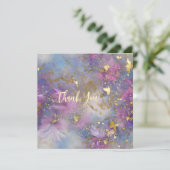 Paarse en gouden Glitter Storm Fantasy Bedankkaart (Staand voorkant)