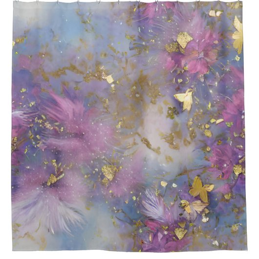 Paarse en gouden Glitter Storm Fantasy Douchegordijn (Voorkant)