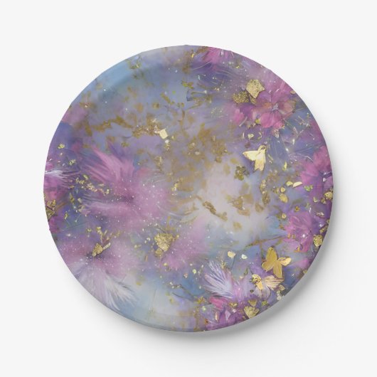 Paarse en gouden Glitter Storm Fantasy Papieren Bordje (Voorkant)
