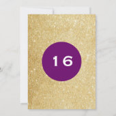 Paarse en gouden Glitter Verrassingsfeest Verjaard Kaart (Achterkant)