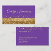 Paarse en gouden Glitterij Visitekaartje (Voorkant / Achterkant)