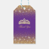Paarse en gouden glitters, bedankt labels cadeaulabel (Achterkant)