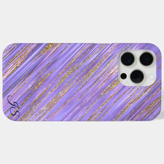 Paarse en gouden Glitz gepersonaliseerde telefoonh Case-Mate iPhone Case (Achterkant (horizontaal))