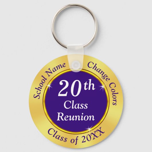 Paarse en Gouden Goedkope, 20e Klasse Reunion Gift Sleutelhanger (Voorkant)