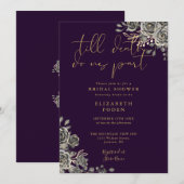 Paarse en gouden gotische Rozen Floral Vrijgezelle Kaart (Voorkant / Achterkant)