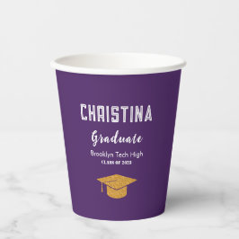 Paarse en gouden Graduation Cap Papieren Bekers