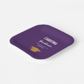 Paarse en gouden Graduation Cap Papieren Bordje (Gebogen)