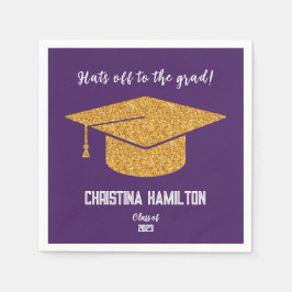 Paarse en gouden Graduation Cap Servet