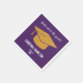Paarse en gouden Graduation Cap Servet (Hoek)