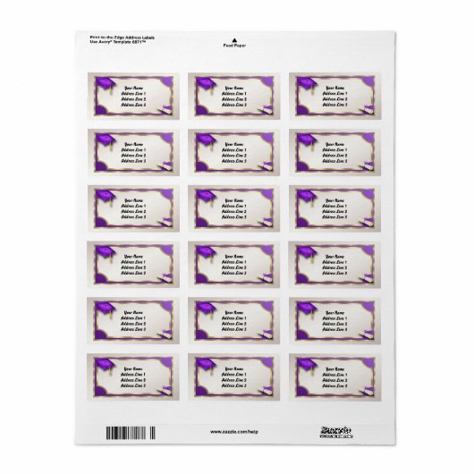 Paarse en gouden Grauation Adresetiketten Etiket (Full Sheet)