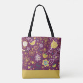 Paarse en gouden grillen tote bag (Achterkant)