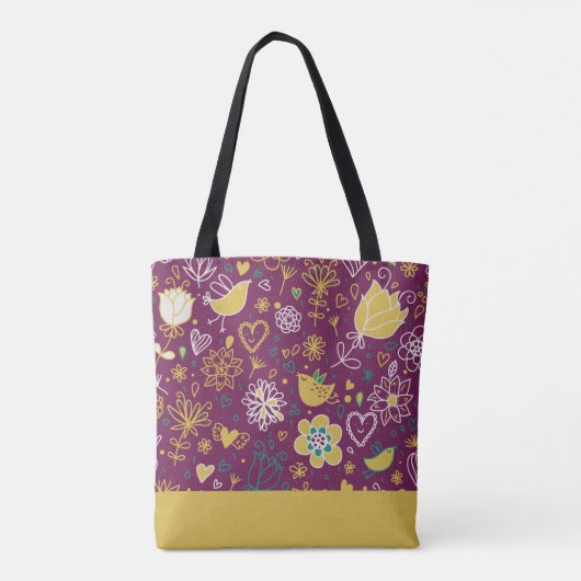 Paarse en gouden grillen tote bag (Achterkant)