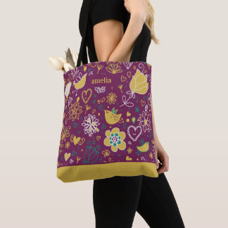 Paarse en gouden grillen tote bag