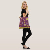 Paarse en gouden grillen tote bag (Op model)