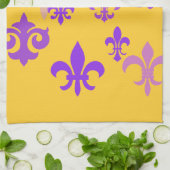 Paarse en gouden handdoek van de Lis Pattern Tea (Gevouwen)