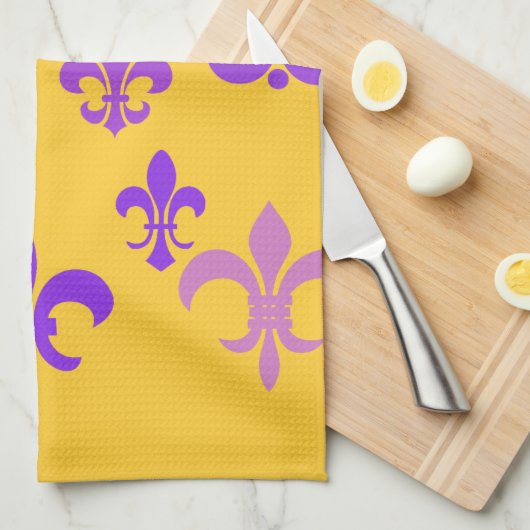 Paarse en gouden handdoek van de Lis Pattern Tea (Quarter Fold)