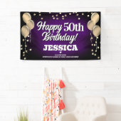Paarse en gouden Happy Birthday Banner (Insitu)
